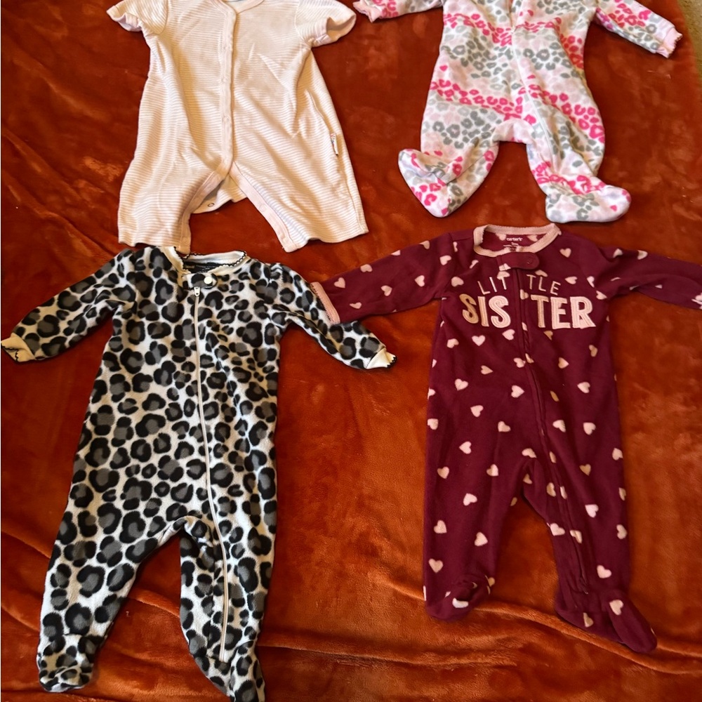 Kids One Piece Pajamas Set - Leopard, Pink, and Burgundy